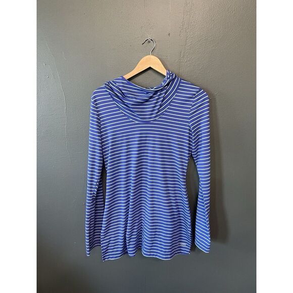 Columbia Womens Blue Striped Outdoor Lightweight Hoodie Size Medium Omniwick - Picture 1 of 3